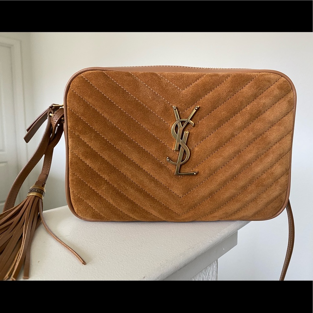 Yves Saint Laurent Suede Lou Camera Bag- Cinnamon